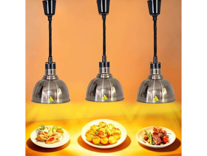 VFDZ Wärmelampe Küche Gastro, Einziehbare Speisenwärmer Lampe Buffet 25 cm Hängende Wärmelampe Gastronomie für Speisen, 250W Lebensmittel Wärmelampe Küche für Essen Buffet, Restaurant und Hotel