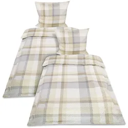 BETTWÄSCHE Mira Biber 155x220cm Beige 4tlg