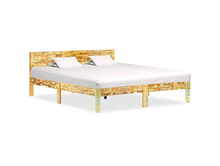 RJPLMFV Bettgestell, Vintage, Erholungsholz, 180 x 200 cm Ohne Matratze, Lattenrost-Design, Stahlrohre, einzigartige Handwerkskunst
