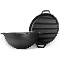 8L Kazan Schwenktopf Gusseisen Kasan Deckel-Grillpfanne Grill Campingtopf Kessel