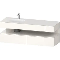 Duravit Collection One Einbauwaschtisch mit Konsolenwaschtischunterbau, 1600x550x600mm, Nische Weiß hochglänzend, Becken links, QA4795022220000, Farbe: Weiß Hochglanz