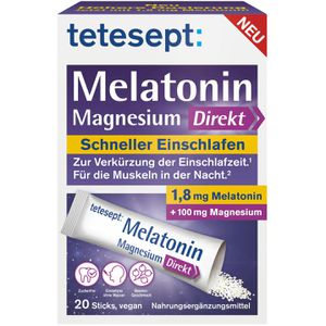 tetesept Melatonin Direkt, 20 Portionen Granulat für 20 Nächte, je Portion 1,8 mg, vegan & zuckerfrei, ohne Alkohol
