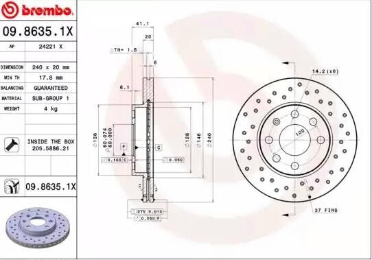 BREMBO 09.8635.1X Brake disc