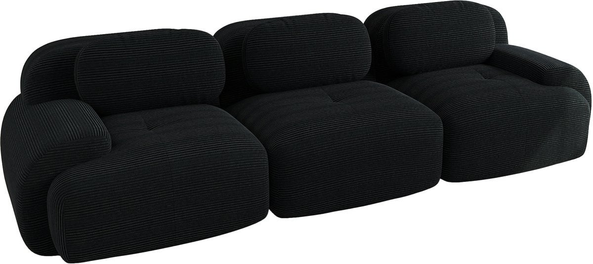 Meuble Cosy Modulaire 3-Zitsbank in Corduroy - Zwart