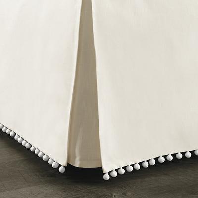 Audree Pom Pom Bedskirt - Ivory, Twin - Ballard Designs