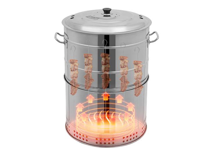 Barbecue au charbon de bois portable de 16 pouces, sans fumée, machine à brochettes rotatives verticales pour le camping, la cour, les fêtes de plein air, 50 brochettes