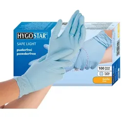 Nitrilhandschuhe Hygostar Safe Light PZN 17160937 blau S virendicht, puderfrei, unsteril, latexfrei, 100 Stück/Box