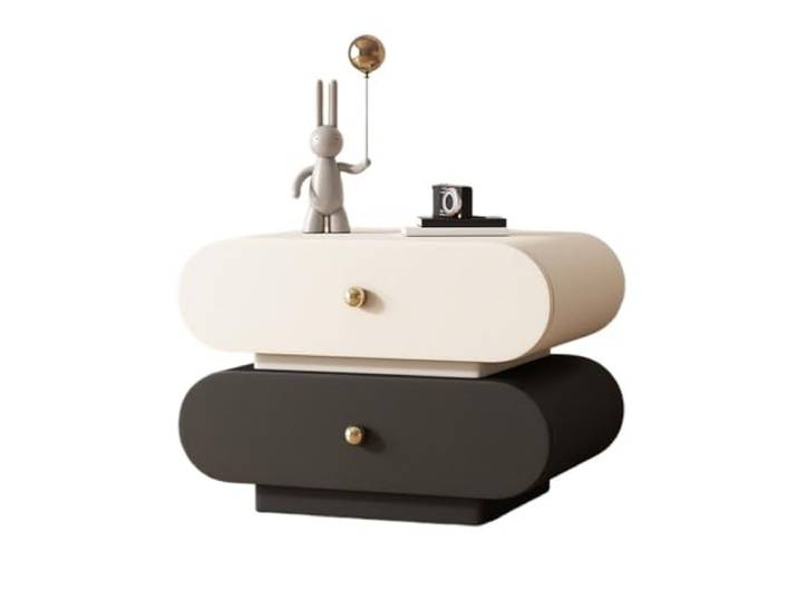 xiuling4568 Nachttisch, Mid-Century-Nachttisch mit 2 Schubladen, Kleiner Beistelltisch mit Rahmen for Schlafzimmer, Wohnzimmer, Weiß(Large)