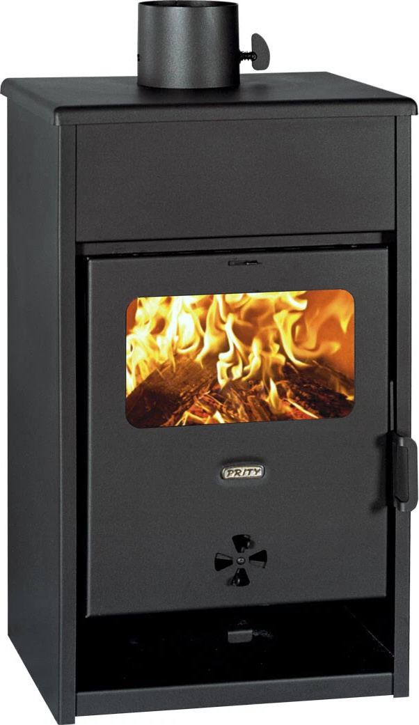 Prity Kaminofen KD 9,3 kW Holzofen mit Holzfach Kompakt Werkstattofen Anthrazit