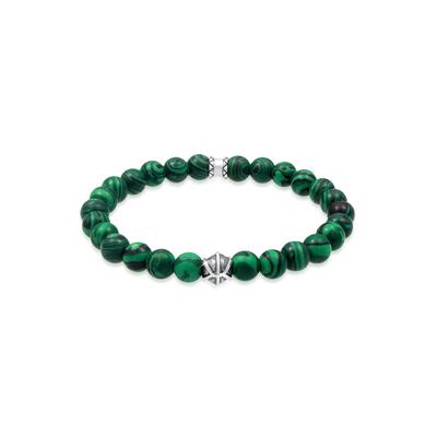 Armband KUZZOI "Herren synth. Malachit Bead Oxidiert 925 Silber" Gr. 21, grün, Armbänder, Herren, 21cm, ohne Stein, Resin, Armband