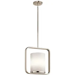 Pendellampe Deckenleuchte Hängeleuchte Glas Nickel D 23,5 cm Esszimmerlampe