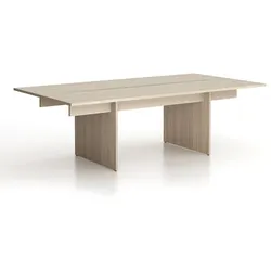 Konferenztisch SOLID + 2x Verlängerung, 240x125 cm, Eiche natur