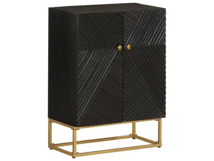 Heofavd Sideboard Schwarz 55x30x76 cm Massivholz Mango Eisen