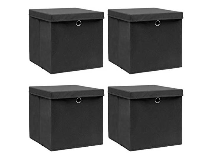 vidaXL 4x Boîtes de Rangement avec Couvercle Pliable Organisateur Bac de Stockage Foulards Chaussettes Sous-vêtements Noir 32x32x32 cm Tissu