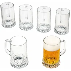 6x Akki Bierkrug 0,5L mit Sternboden & Henkel Bierhumpen 500ml Seidel Glas