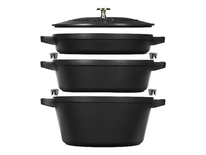 STAUB La Cocotte Ensemble de 3 casseroles rondes en fonte Noir