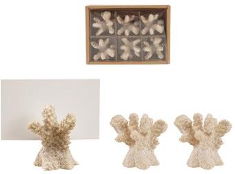 Storied Home "Resin Coral Shaped Place Card and Photo Holders with 12 Paper Cards - 2.38""L x 2.25""W x 2.38""H"