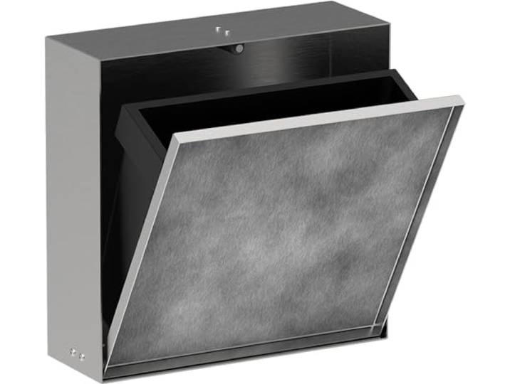 hansgrohe XtraStoris Rock - Einbau Badezimmer Mülleimer mit befliesbarer Tür, eingelassene Wandnische 300x300x100mm, Mülleimer Bad, Abfalleimer Bad, Badezimmer Zubehör, Edelstahl gebürstet, 56089800