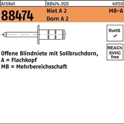 Blindniete R 88474 FLAKO 6,4x 15 Niet A 2/Dorn A 2 250 Stück