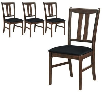 Costway Set of 4 Wooden Upholstered Dining Chairs with High Curved Back-Walnut