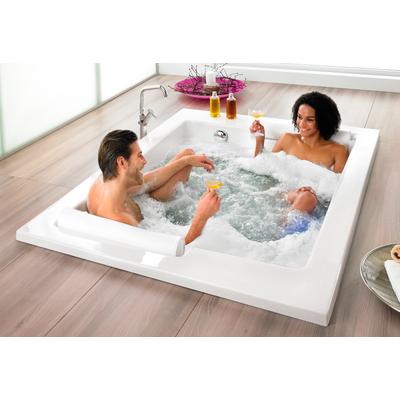 Whirlpool-Badewanne OTTOFOND "Maharaja", weiß, B:135cm H:44,5cm L:195cm T:135cm, Sanitäracryl, Badewannen, Typ Exklusiv chrom und zwei Nackenrollen