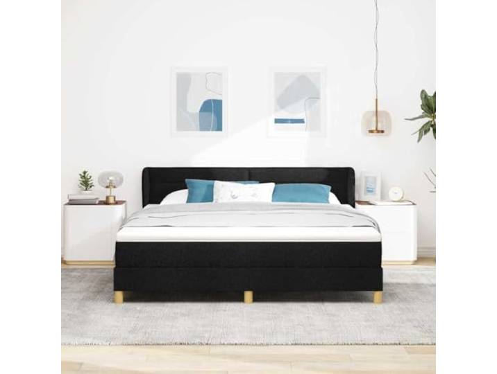 KTHLBRH Doppelbett 180 x 200 cm mit schwarzer Matratze Kopfteil verstellbar, Gestell aus Massivholz, Taschenfedern, modernes Design