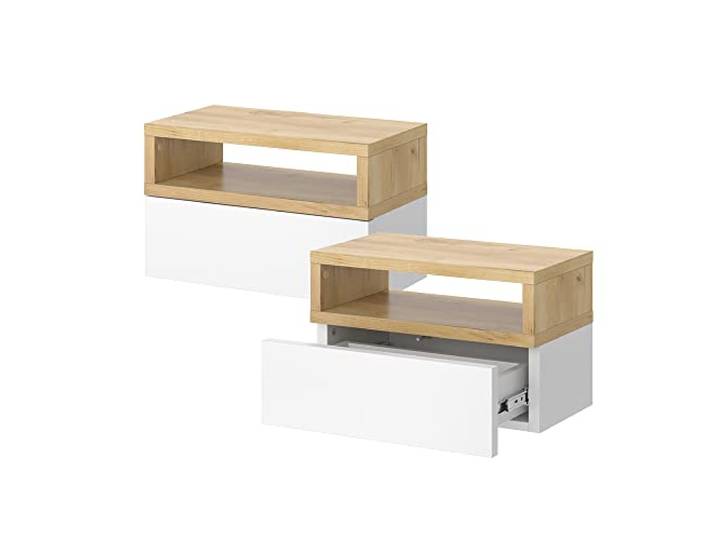 Vicco Nachttisch Urbano Goldkraft Eiche 2er Set, wandmontierbar zur platzsparenden Nutzung im Schlafzimmer