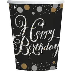 Happy Birthday 8 glitzer Becher