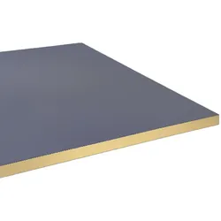 Restootab - Tischplatte 140x70 blu fes fenix kanten messingfarben