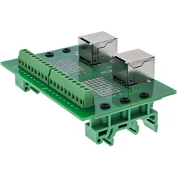 InLine  Terminalblock, 2x RJ45 Buchse, gerade, für Hutschiene, Zubehör Netzwerk