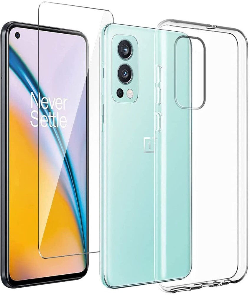 INCOVER OnePlus Nord 2 (5G) Beskyttelsessæt Plastik Bagsidecover + Skærmglas - Gennemsigtig