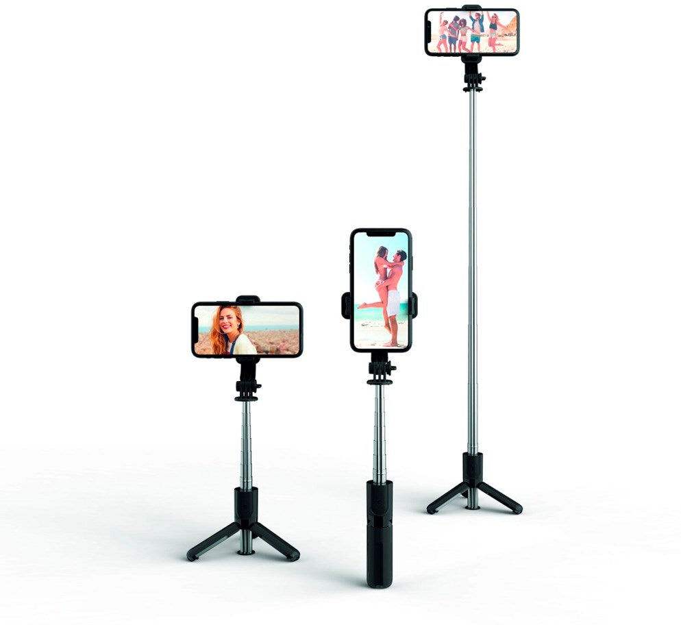 Roterbar Selfiestang m. Bluetooth Fjernbetjening - 4smarts - Sort