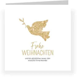 Weihnachtskarte: Friedenstaube mit Foto in Weiß