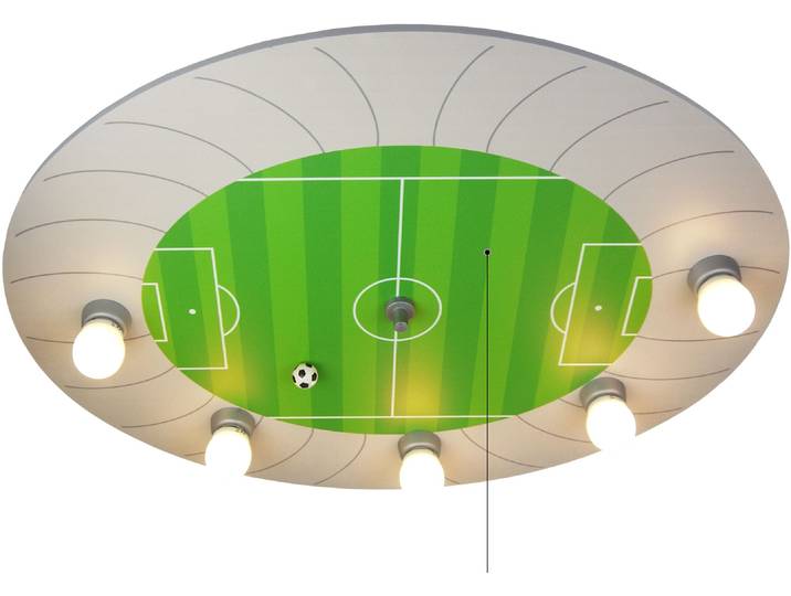 NIERMANN Deckenleuchte Fußball-Stadion, Kinderlampe , bunt (grün, silberfarben), 5, H: 7cm, 1 Stk., Leuchten, Zugschalter mit Schlummerfunktion, Kinderzimmer, Deckenleuchte