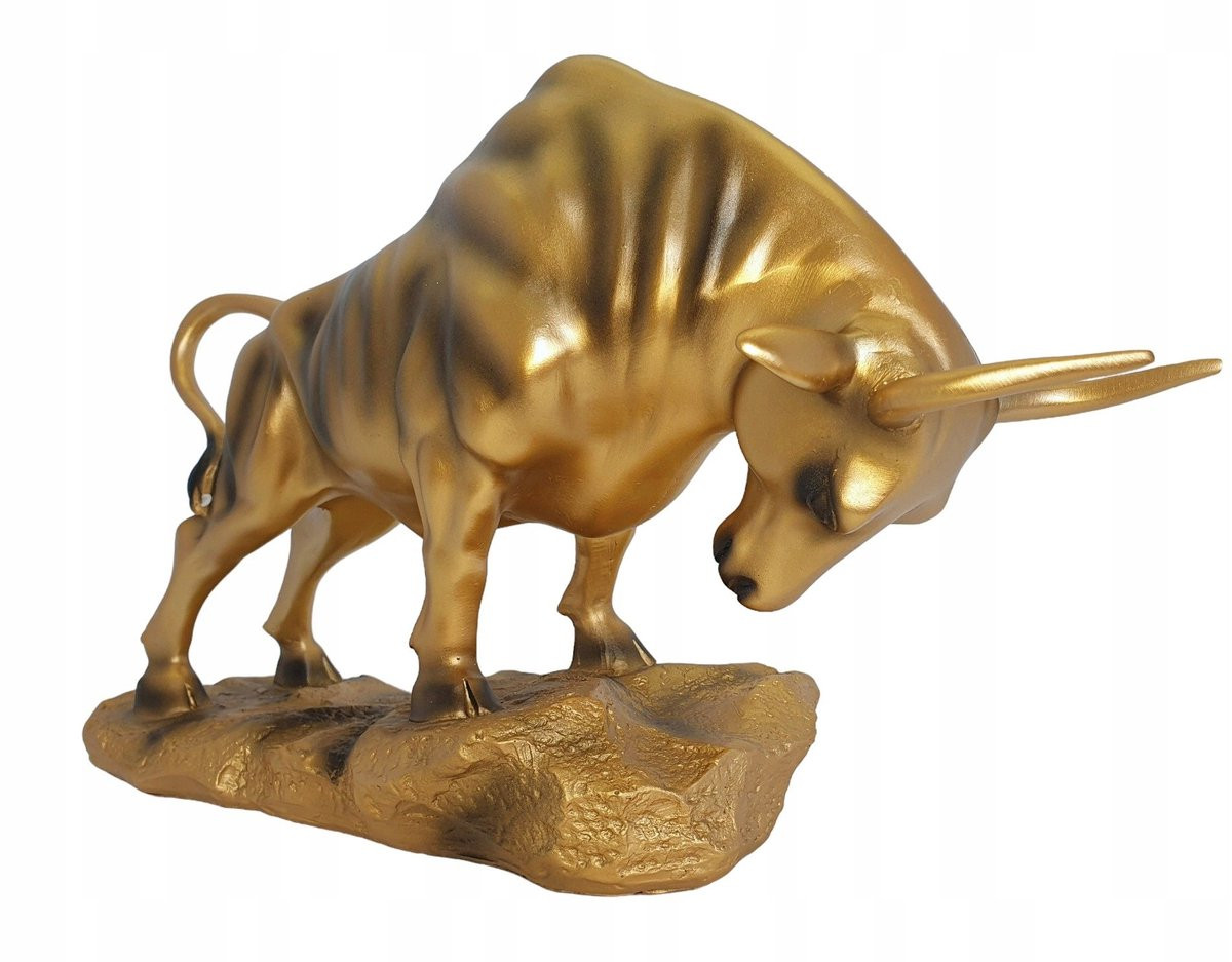 Gouden Stier Beeldje voor Decoratie, Hoogte: 33 cm