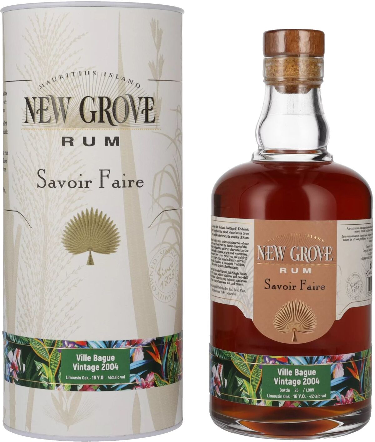 New Grove Rum New Grove SAVOIR FAIRE Ville Bague Vintage 16 Years Old 2004 45% Vol. 0,7l in Geschenkbox