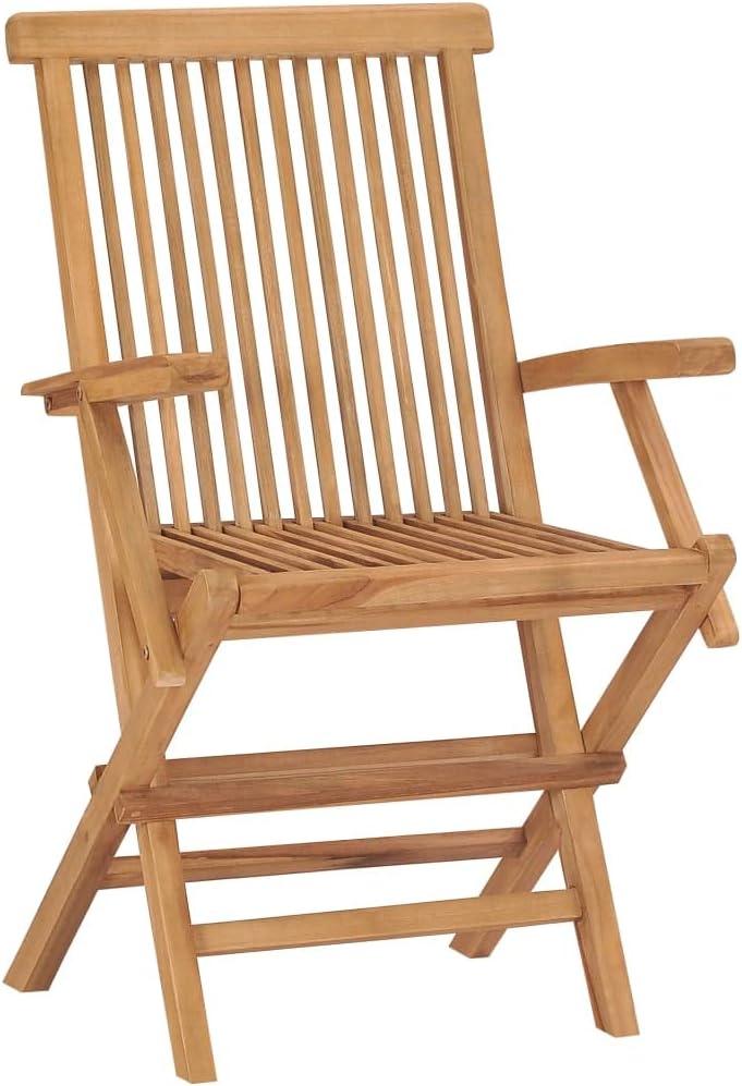 4 klappbare Gartenstühle aus massivem Teakholz für Terrasse und Balkon, Teak-Gartenmöbel-Set, Belastbarkeit bis 110 kg je Sitzplatz