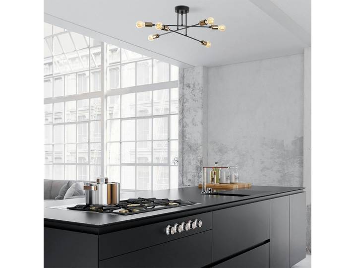 Suspension moderne cuivrée 6 lampes sur tige MARATEA