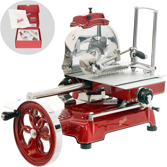 BERKEL B3 rot - Schwungrad-Aufschnittmaschine mit Messer aus verchromten Stahl 300 mm