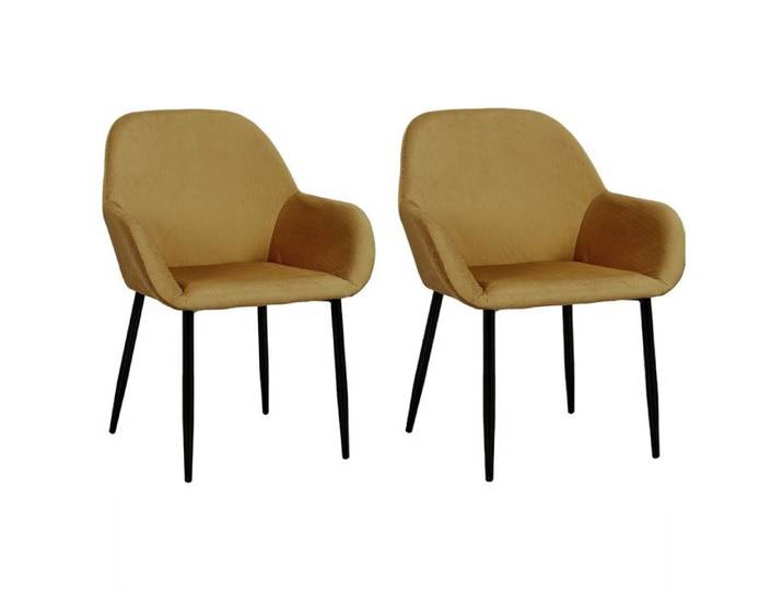 Toilinux - Lot de 2 Fauteuils de table Giulia effet velours - Jaune moutarde