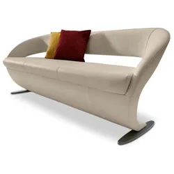 Komfort & Wohnen Solobank Wave Leder Grau Hellgrau 204 cm