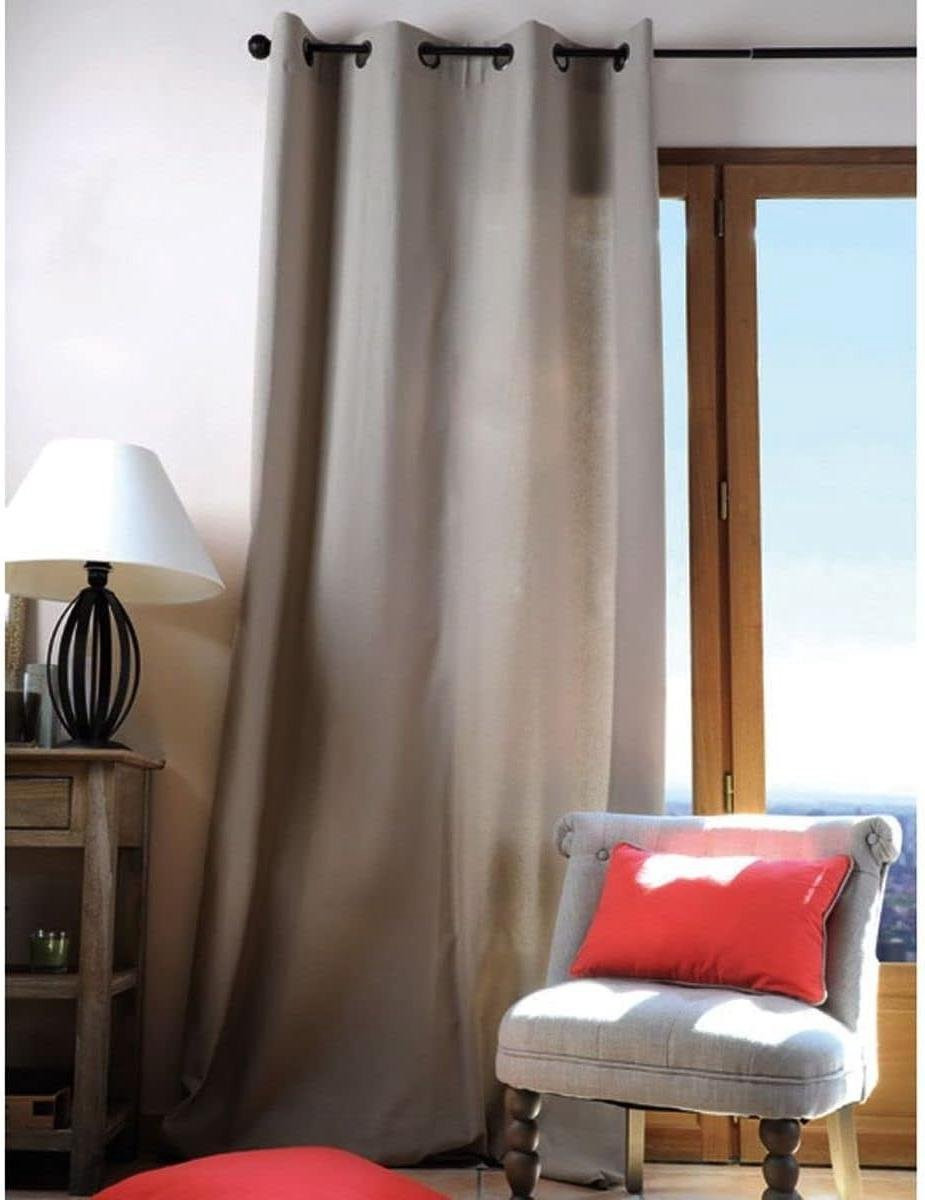 Lichtdoorlatend paneelgordijn van katoen met linnen look voor jouw woonkamer, 240 x 135 cm