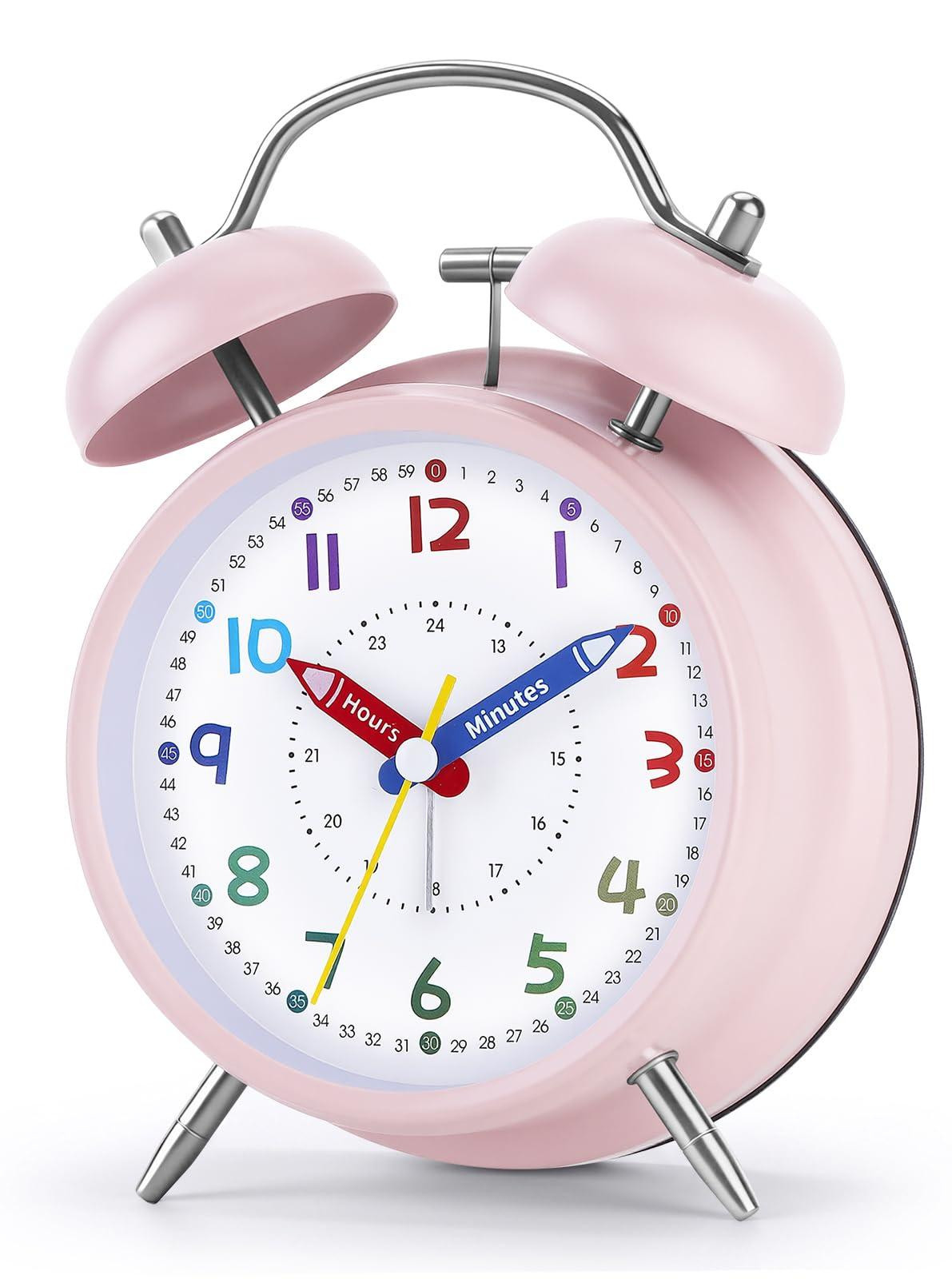 Dripio Retro Dubbele Wekker Roze Mechanisch Tafelmodel