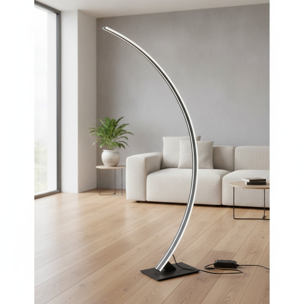 Lyora Vloerlamp zwart modern arc design van aluminium en metaal