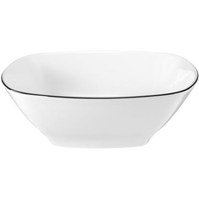 Dessertschale SELTMANN WEIDEN "Lido Black Line", schwarz-weiß (weiß, schwarz), B:15cm H:5cm L:15cm T:15cm Ø:15cm, Porzellan, Schüsseln, Dessertschale, Schale eckig 15 cm