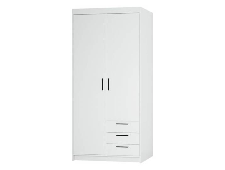 AXLIVING Storicos 2D3S Kleiderschrank Weiß mit schubladen 89,7 cm 4 Fächer, 2 Fächer auf der linken Seite (1 mit Kleiderstange) 3 Schubladen. HDF-Rückwand. Melaminbeschichtete Kanten.