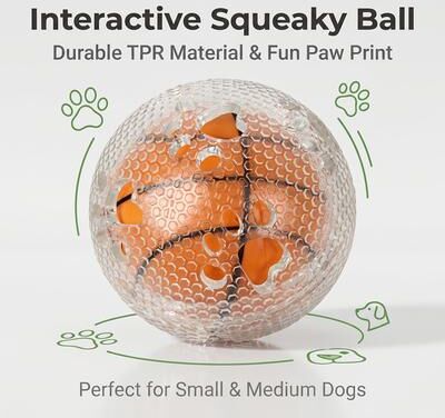 Market Central Interactive Squeaky Dog Chew Ball For Dental Cleaning And Play basketball