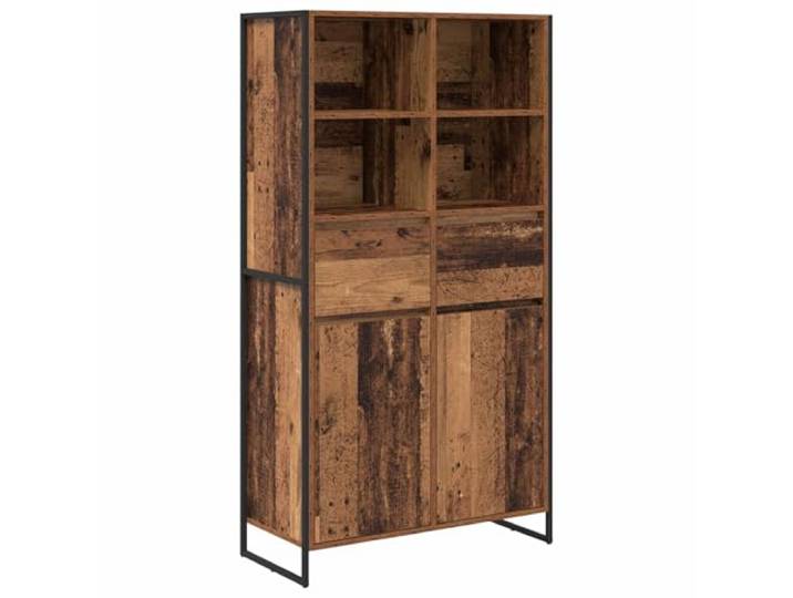 Roanoer 2er Set Sideboard Altholz-Optik Holzwerkstoff 81x36x150,5 cm Industrieller Anrichte-Schrank im 2er Set für Wohnzimmer und Flur mit verstellbaren Regalböden sowie Tür.