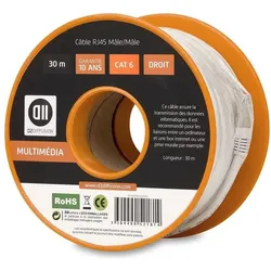 D2 Diffusion Bobine c ble RJ45 droit M CAT6 -30m (U/UTP, CAT6, 30 m), Netzwerkkabel
