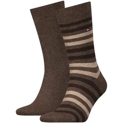 2er Pack TOMMY HILFIGER Duo Stripe Socken Herren 778 - oak 39-42